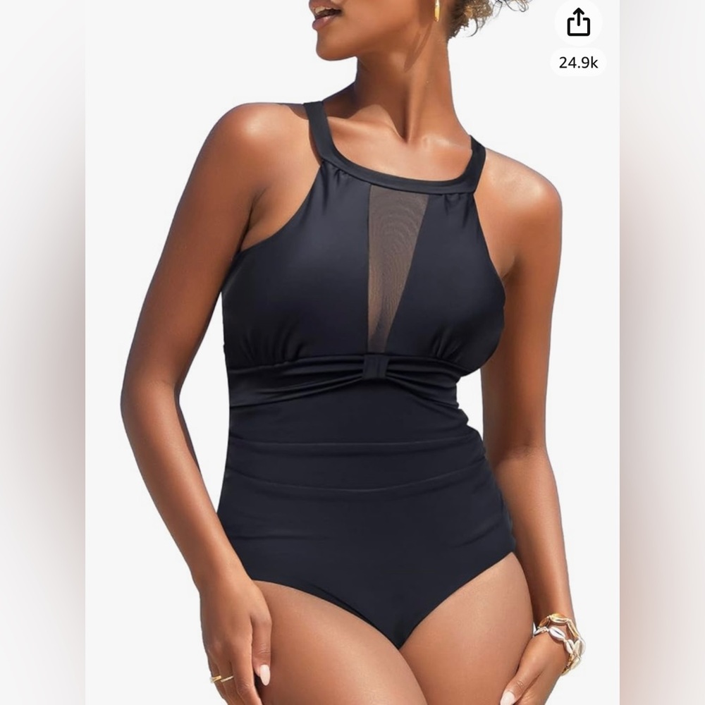 I2CRAZY Womens One Piece Swimsuits Mesh V Neck Monokin